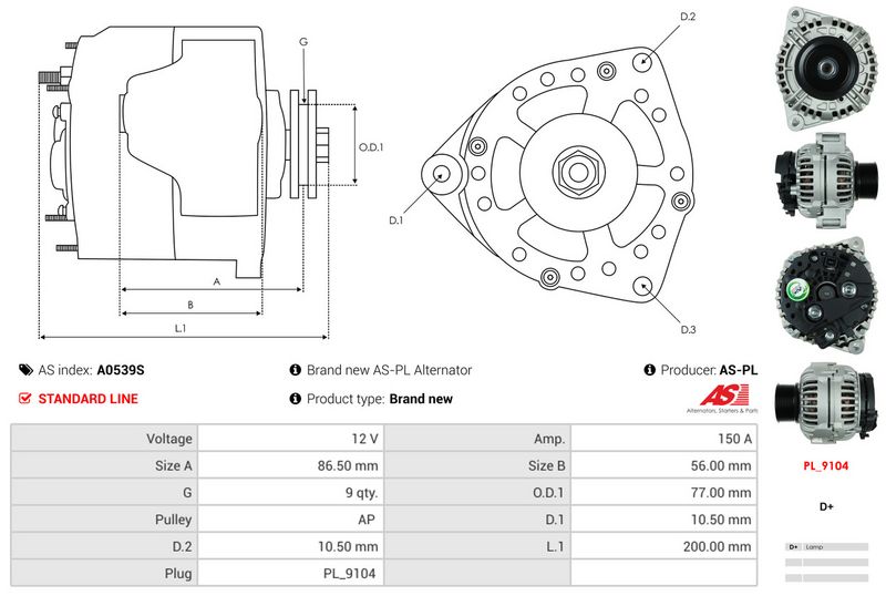 AS-PL A0539S Alternator