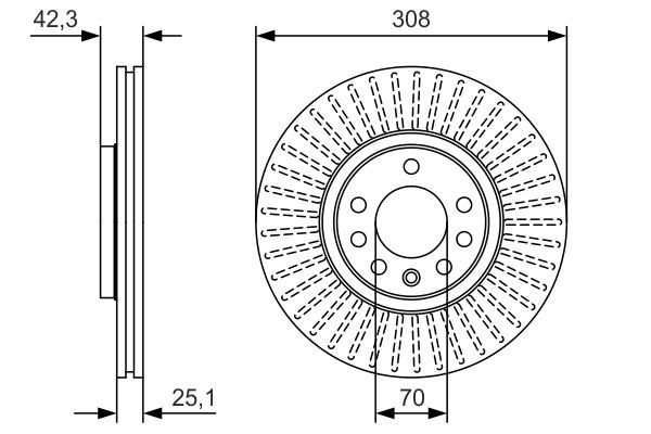 BOSCH OPEL тормозной диск передний Astra G, H, Meriva, Zafira