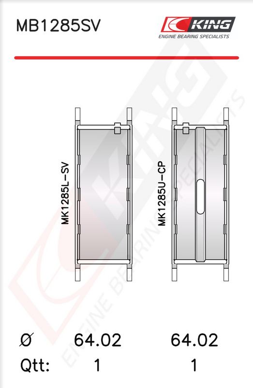 Set cuzineți arbore cotit KING MB1285SV