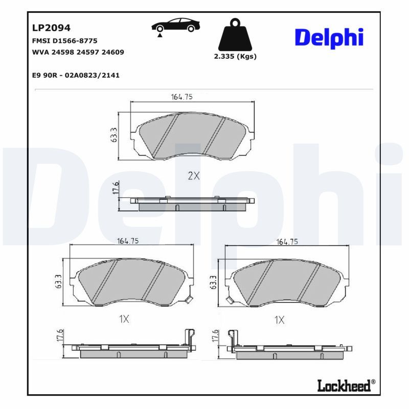 Piduriklotsi komplekt, ketaspidur, DELPHI LP2094