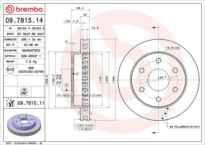 BREMBO 09.7815.14 Brake Disc