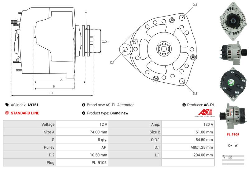 AS-PL A9151 Alternator