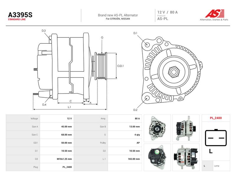 Generaator, AS-PL A3395S