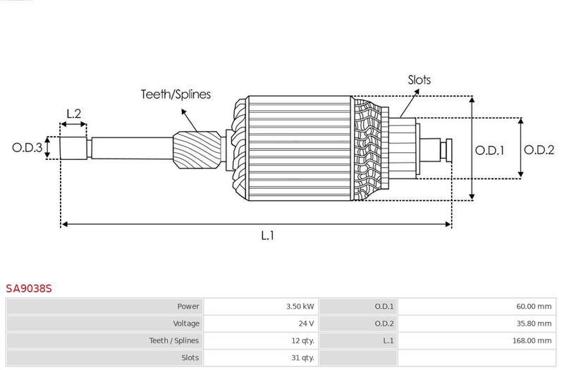 Анкер, стартер, Auto Starter SA9038S