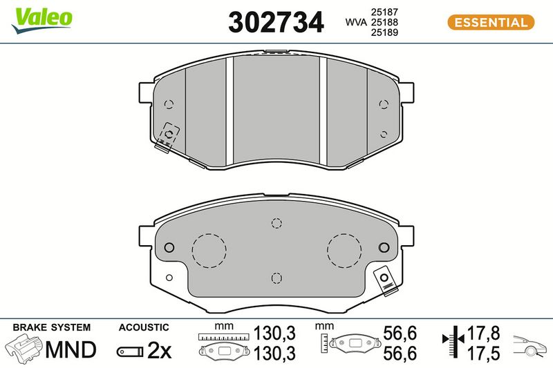 комплект спирачно феродо, дискови спирачки VALEO