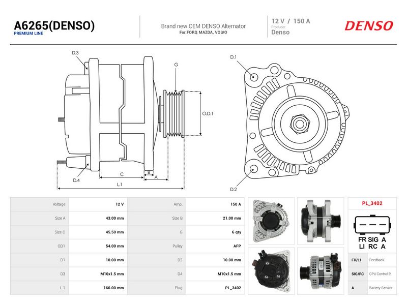 This part match OEM code: 1229259