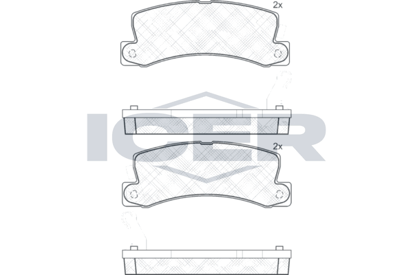 Комплект гальмівних накладок, дискове гальмо, Icer 180734