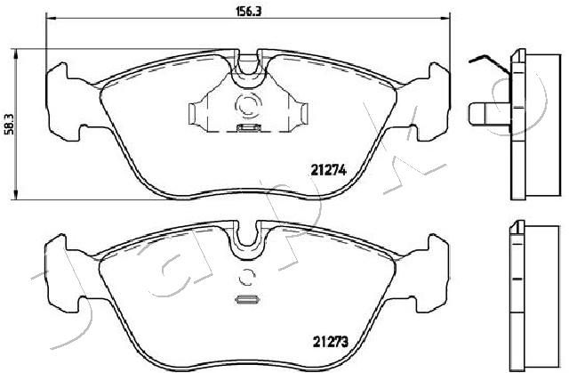 Комплект гальмівних накладок, дискове гальмо, Japko 500327