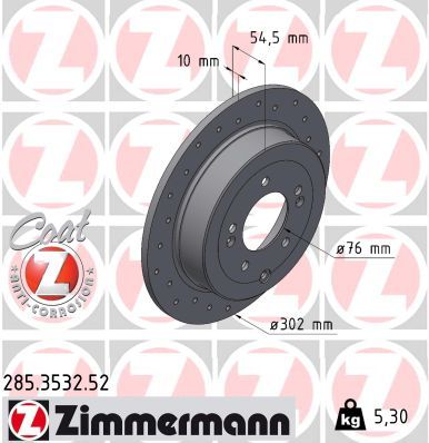 Гальмівний диск, Zimmermann 285.3532.52