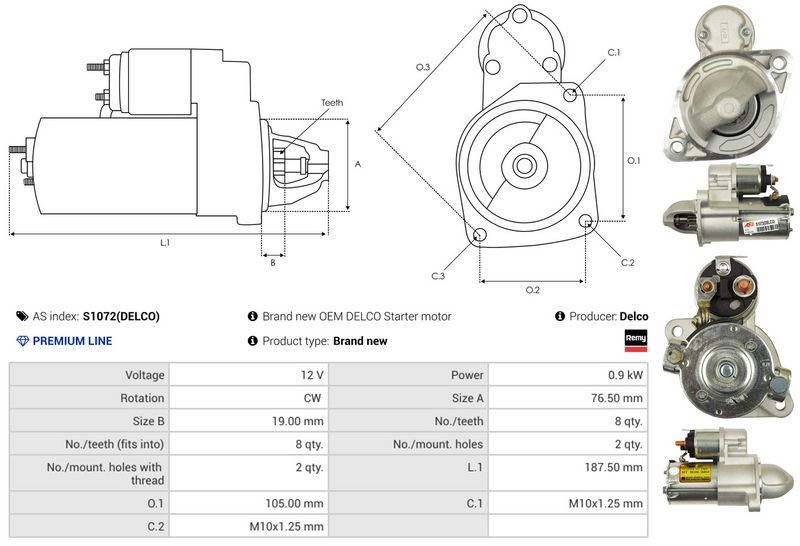 AS-PL S1072(DELCO) Starter