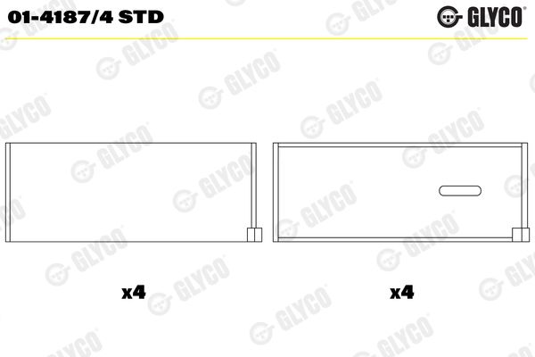 Вкладыши шатунные RENAULT 2.1D/2.2 J7T/J8S (производство GLYCO) GLYCO 0141874STD