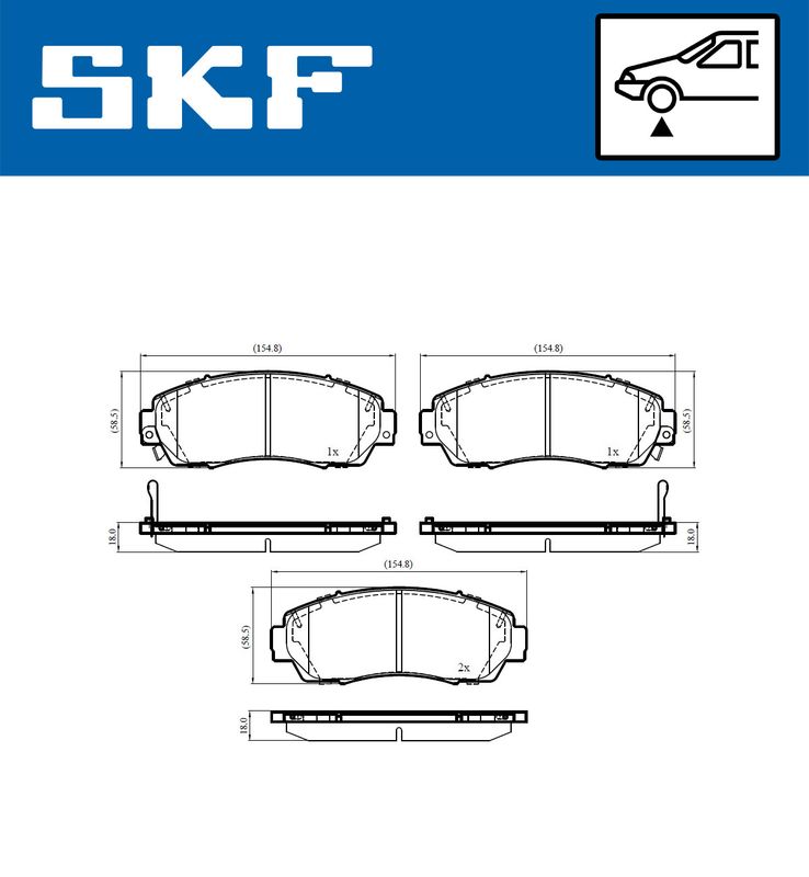 Комплект гальмівних накладок, дискове гальмо, Skf VKBP80533A