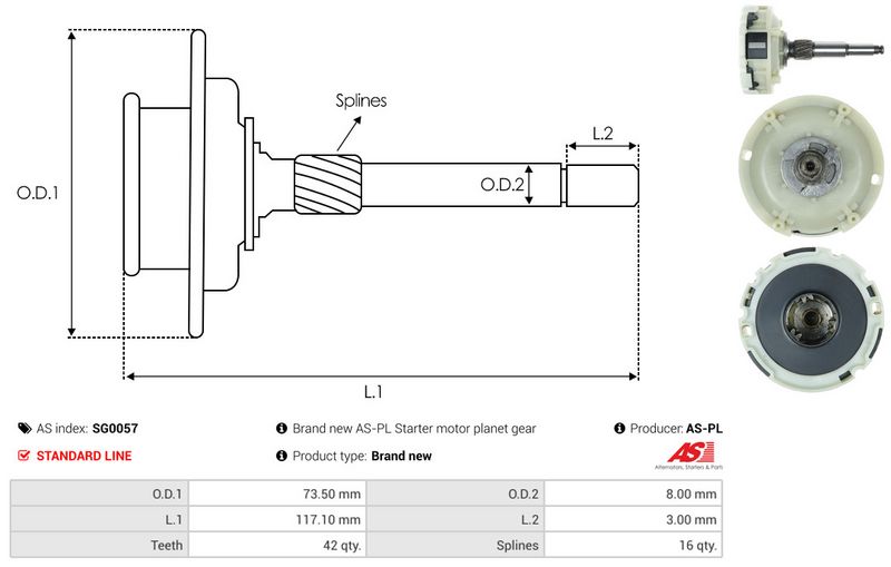 AS-PL SG0057 Ring Gear, planetary gearbox (starter)