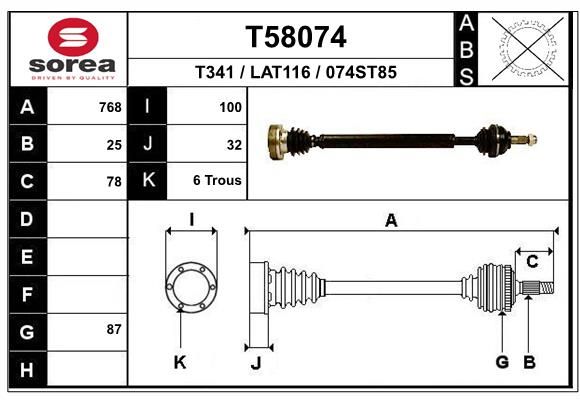 EAI hajtótengely T58074