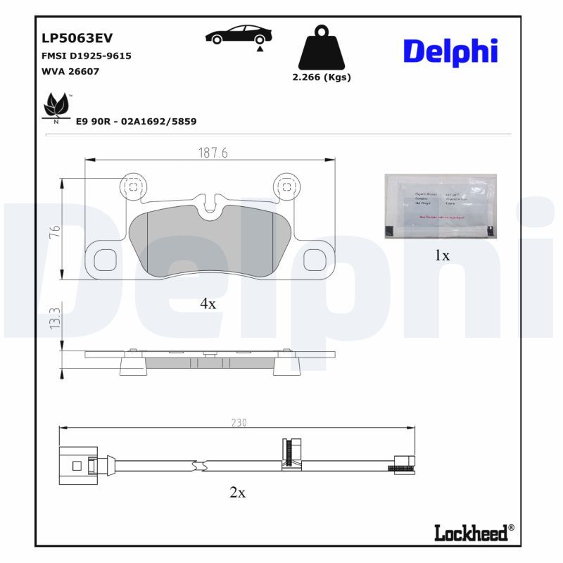 DELPHI LP5063EV Brake Pad Set, disc brake
