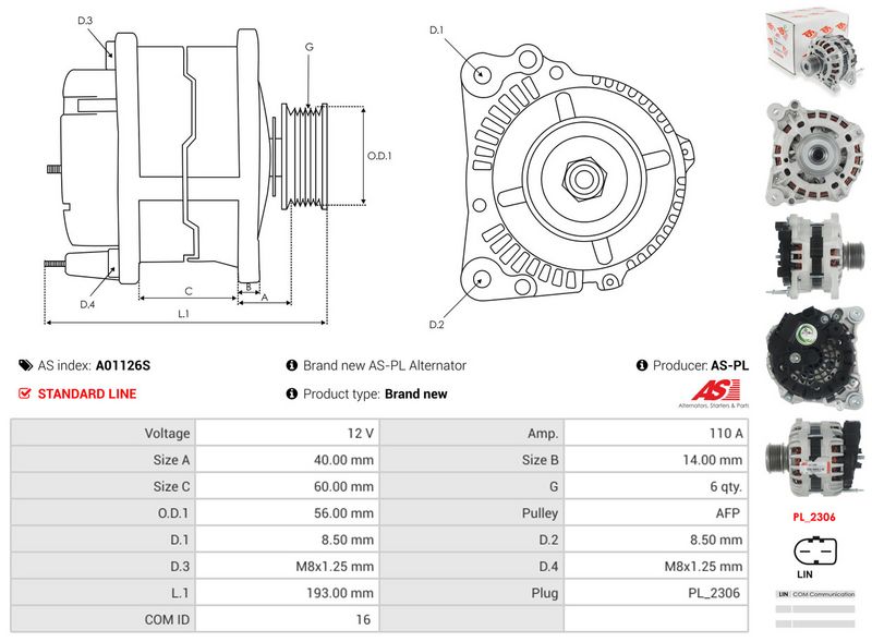 AS-PL A01126S Alternator