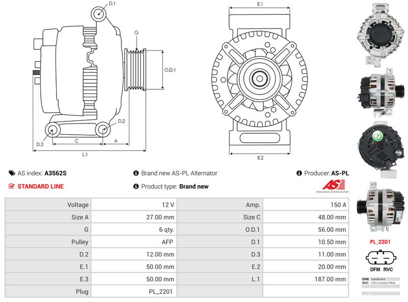 AS-PL A3562S Alternator
