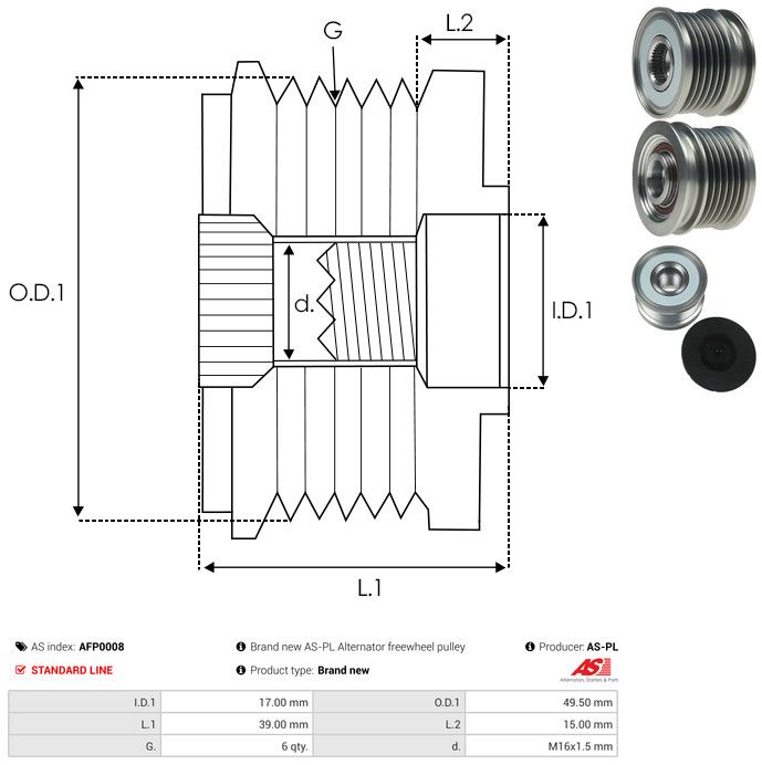 AS-PL AFP0008 Alternator Freewheel Clutch