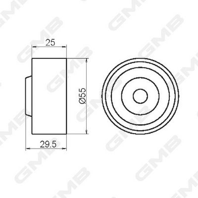 Відвідний/напрямний ролик, зубчастий ремінь, GETZ 1,6/COUPE/MATRIX/Elantra/Cerato 1,6/Rio3/ACCENT1,5, Gmb GT10170