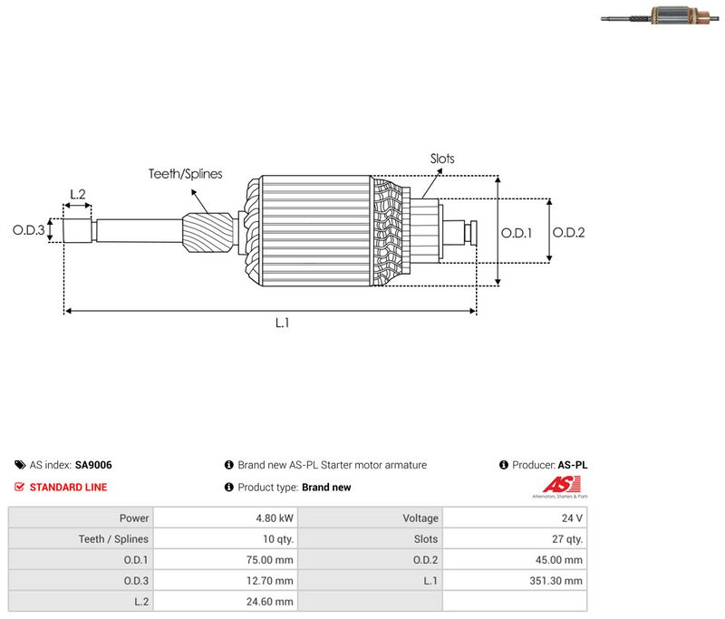 AS-PL SA9006 Armature, starter