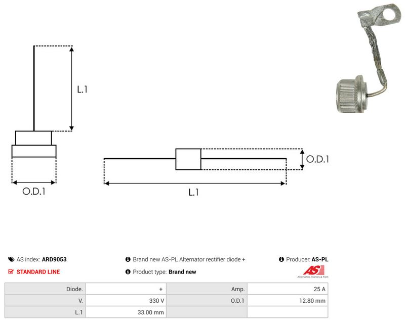 AS-PL ARD9053 Rectifier, alternator