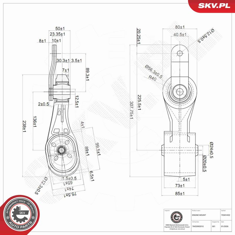 ESEN SKV 75SKV452 Mounting, engine