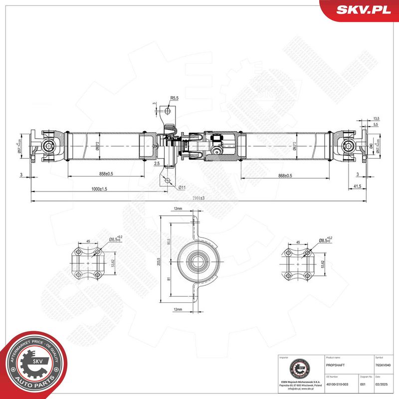 ESEN SKV 76SKV040 Drive Shaft