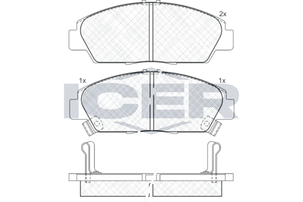 Комплект гальмівних накладок, дискове гальмо, Icer 181020