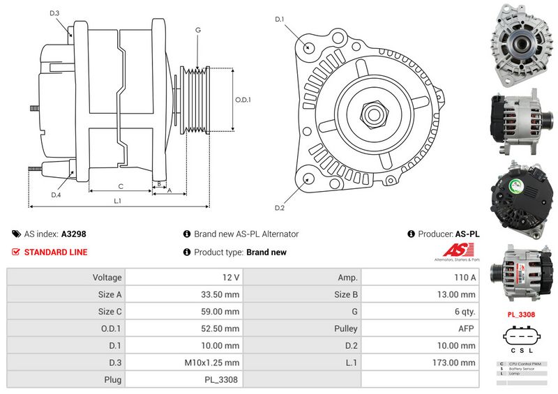 AS-PL A3298 Alternator