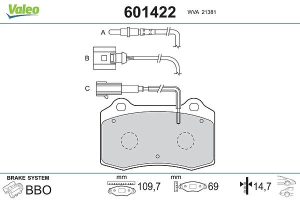 комплект спирачно феродо, дискови спирачки VALEO