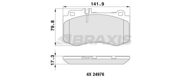 Комплект гальмівних накладок, дискове гальмо, Braxis AA0440