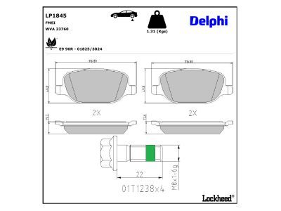 DELPHI LP1845 Brake Pad Set, disc brake