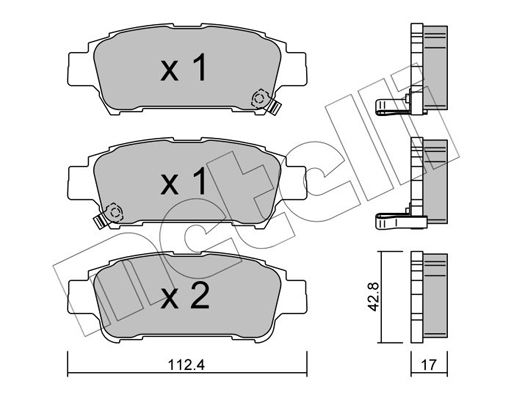 Комплект гальмівних накладок, дискове гальмо, Metelli 22-0428-0