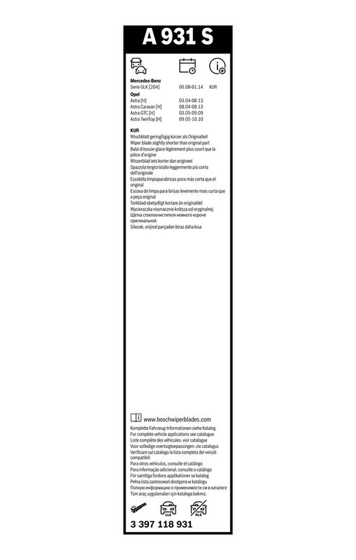 BOSCH Balai d'essuie-glace 3 397 118 931