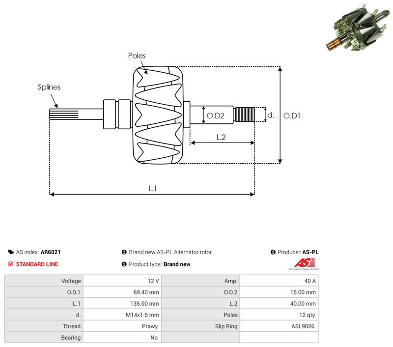 rootor, generaator, AS-PL AR6021