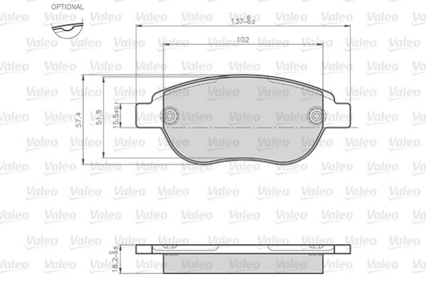 Комплект гальмівних накладок, дискове гальмо, Valeo 872600