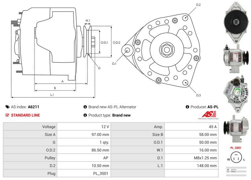 AS-PL A6211 Alternator