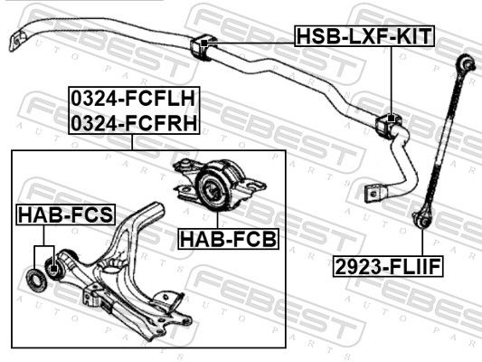 FEBEST HAB-FCB Mounting, control/trailing arm