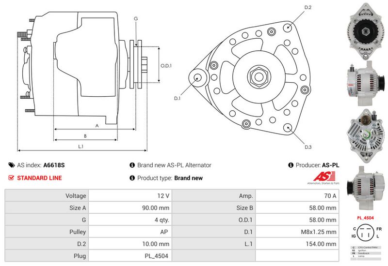 AS-PL A6618S Alternator