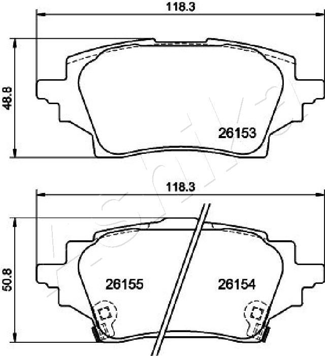 Комплект гальмівних накладок, дискове гальмо, Ashika 51-02-263