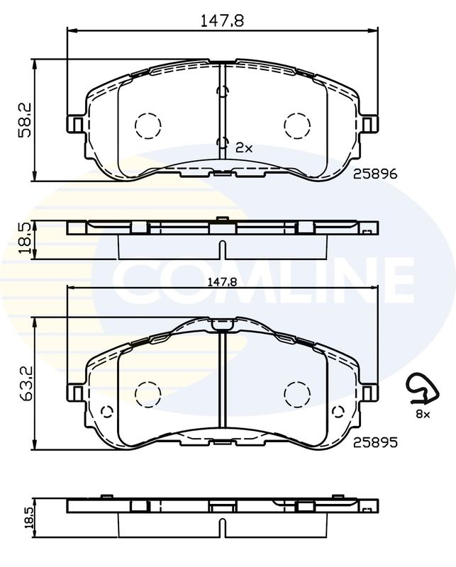 Комплект гальмівних накладок, дискове гальмо, Comline CBP32232