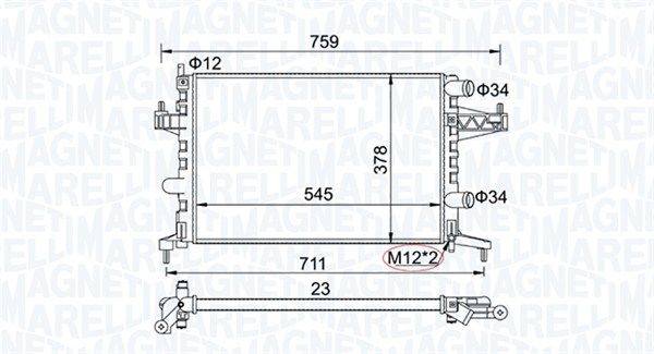 Радіатор, система охолодження двигуна, Magneti Marelli 350213829000