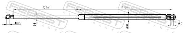 FEBEST 22117-005 Gas Spring, boot/cargo area