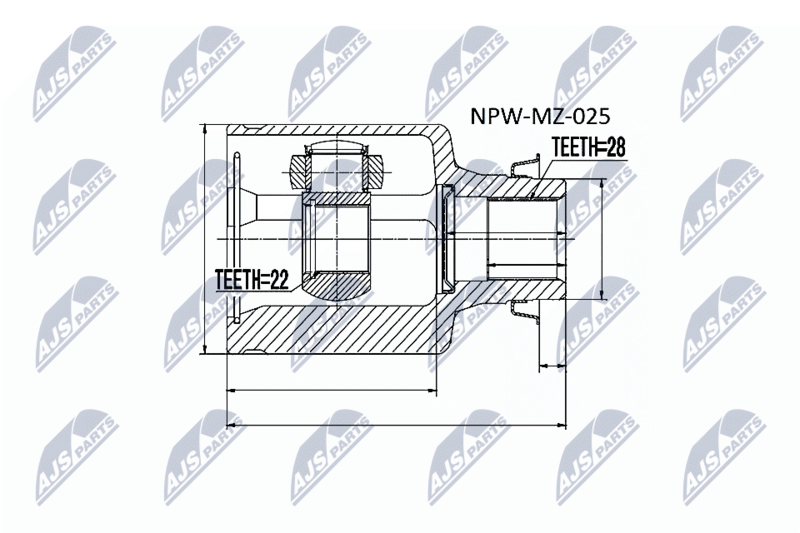 Комплект шарнірів, приводний вал, Nty NPW-MZ-025