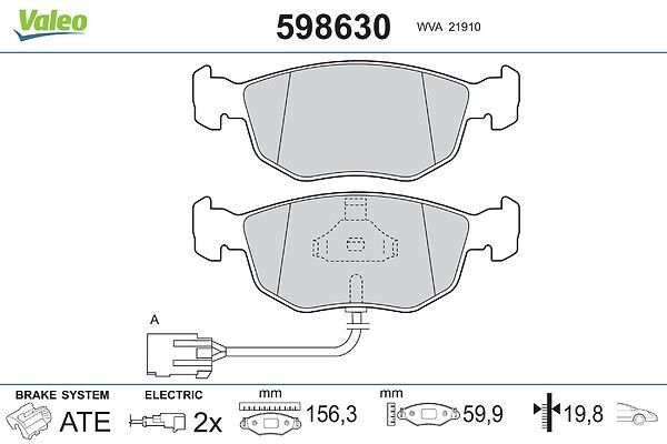 комплект спирачно феродо, дискови спирачки VALEO