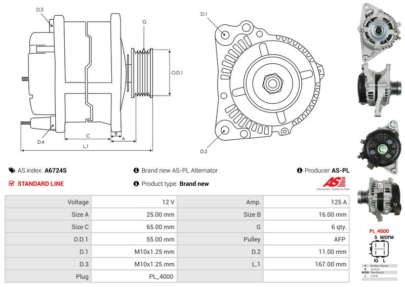 AS-PL A6724S Alternator