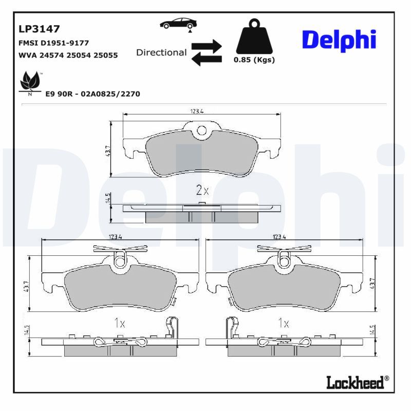 Piduriklotsi komplekt, ketaspidur, DELPHI LP3147