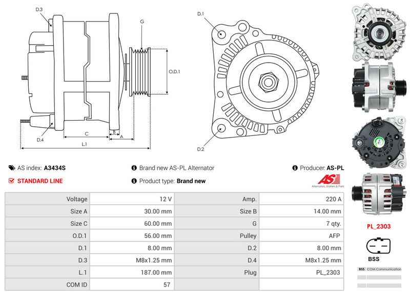 AS-PL A3434S Alternator