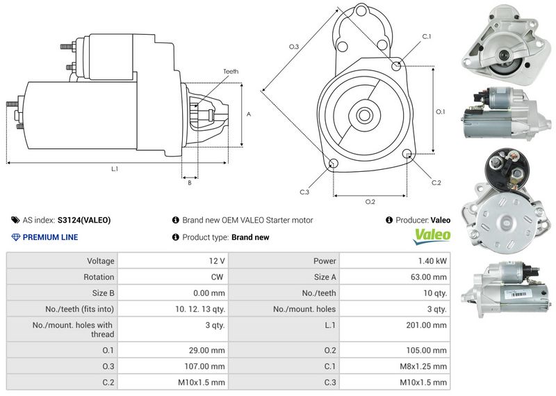 AS-PL S3124(VALEO) Starter