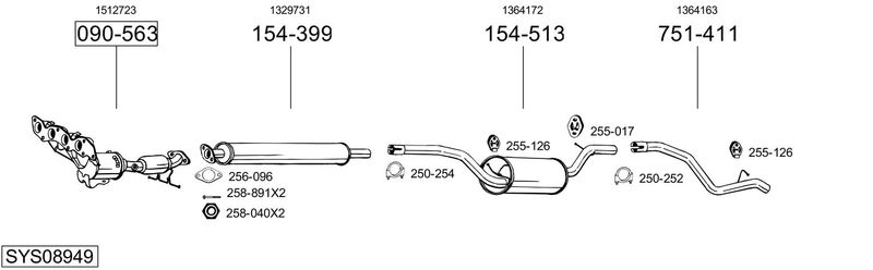 BOSAL kipufogórendszer SYS08949